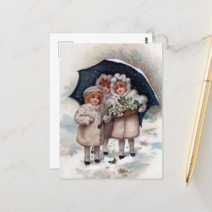festliche vintage Weihnachten Kinder Feiertag Postkarte