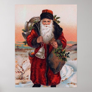 festliche vintage Weihnachten Santa Urlaub Poster
