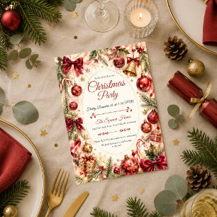 Festliche Vintage-Weihnachtsfeier Einladung