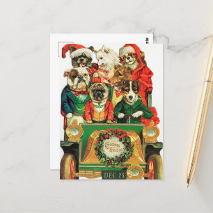 festliche vintage Weihnachtshunde Feiertag Postkarte