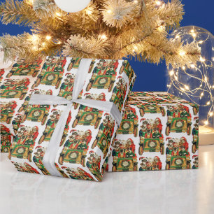 festliche vintage Weihnachtshunde gekachelt Geschenkpapier