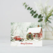 Festliche Vintage Weihnachtslandschaft Postkarte (Stehend Vorderseite)