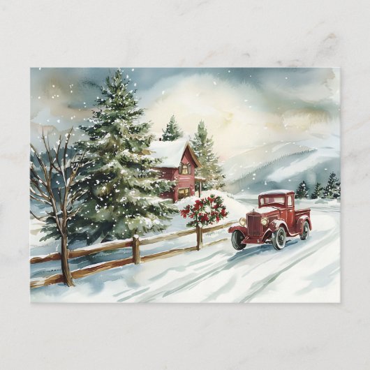 Festliche Vintage Weihnachtslandschaft Postkarte (Vorderseite)