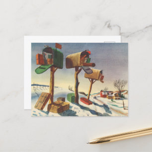 Festliche vintage Weihnachtspostkästen Feiertagspostkarte