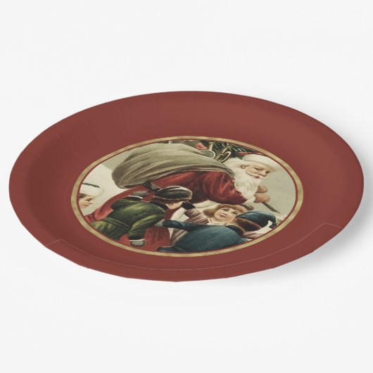 Festliche Vintage Weihnachtszeitschriften Teller (Schrägansicht)