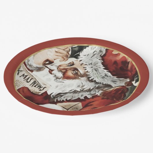 Festliche Vintage Weihnachtszeitschriften Teller (Schrägansicht)