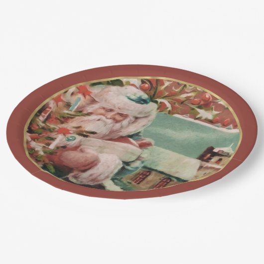 Festliche Vintage Weihnachtszeitschriften Teller (Schrägansicht)