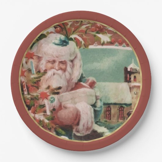 Festliche Vintage Weihnachtszeitschriften Teller (Vorderseite)