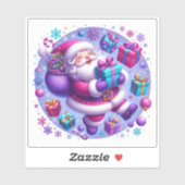 Festliche Violett Weihnachtsfreude mit Weihnachtsm Aufkleber (Blatt)