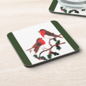 Festliche Vögel, Robin Holly Getränkeuntersetzer (Linke Seite)