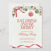 Festliche Wasserfarbe Coquette Weihnachtsfest Part Einladung (Vorderseite)