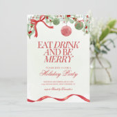 Festliche Wasserfarbe Coquette Weihnachtsfest Part Einladung (Stehend Vorderseite)