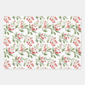 Festliche Wasserfarbe Heilige und Berries Weihnach Geschenkpapier Set (Vorderseite 3)