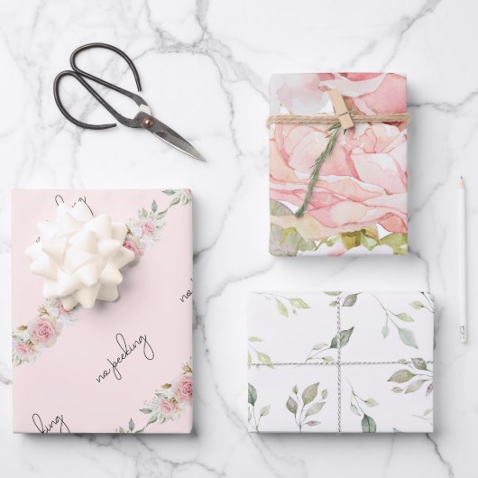 Festliche Wasserfarbe Keine Pechflora Geschenkpapier Set (Vorderseite)