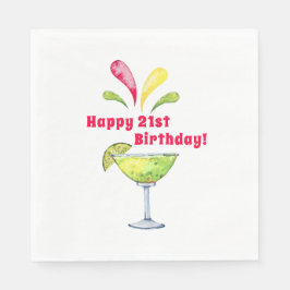 Festliche Wasserfarbe Margarita | 21. Geburtstag Serviette