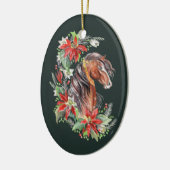 Festliche Wasserfarbe Pferd Reittiere Weihnachten Keramik Ornament (Links)