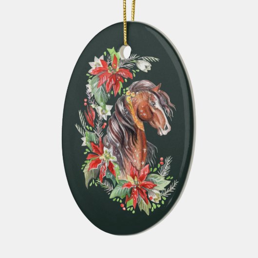 Festliche Wasserfarbe Pferd Reittiere Weihnachten Keramik Ornament (Links)