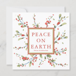 Festliche Wasserfarbe Rote Berries Wintergrün Feiertagskarte