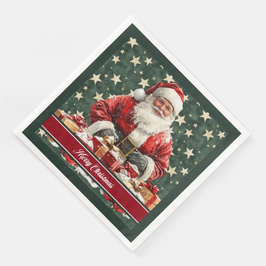 Festliche Wasserfarbe Santa Claus Tafel Napkins Serviette (Ecke)