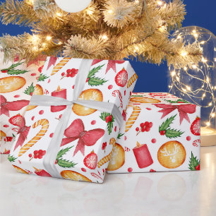 Festliche Wasserfarbe Weihnachtsdekorationen Geschenkpapier