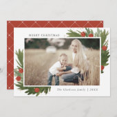 Festliche Wasserfarbe - Weihnachtsfotokarte Feiertagskarte (Vorne/Hinten)