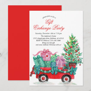 Festliche Wasserfarbe Weihnachtsgeschenketauschpar Einladung