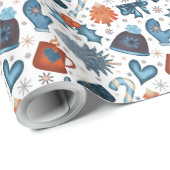Festliche Wasserfarbe Winterweihnachtsmuster Geschenkpapier (Rolleneckpunkt)