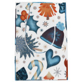 Festliche Wasserfarbe Winterweihnachtsmuster Mittlere Geschenktüte (Vorderseite)