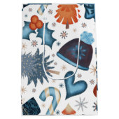 Festliche Wasserfarbe Winterweihnachtsmuster Mittlere Geschenktüte (Rückseite)