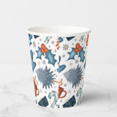 Festliche Wasserfarbe Winterweihnachtsmuster Pappbecher (Rechts)