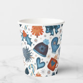 Festliche Wasserfarbe Winterweihnachtsmuster Pappbecher (Vorderseite)