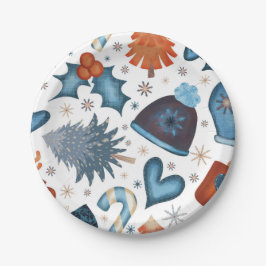 Festliche Wasserfarbe Winterweihnachtsmuster Pappteller