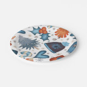 Festliche Wasserfarbe Winterweihnachtsmuster Pappteller (Schrägansicht)