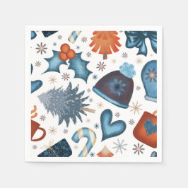 Festliche Wasserfarbe Winterweihnachtsmuster Serviette