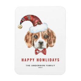 Festliche Wasserfarben Beagle Santa Happy Urlaub Magnet