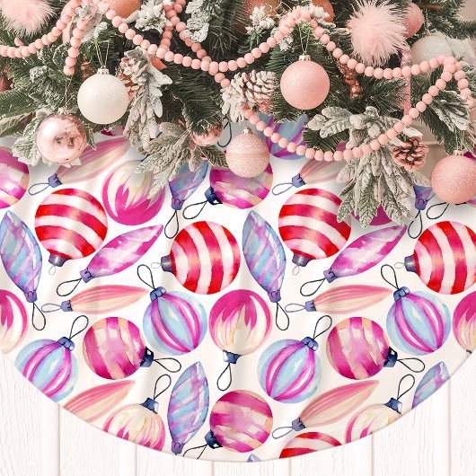 Festliche Wasserfarben - Ornamente Weihnachten Polyester Weihnachtsbaumdecke