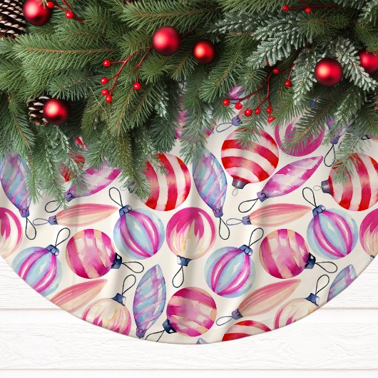 Festliche Wasserfarben - Ornamente Weihnachten Polyester Weihnachtsbaumdecke