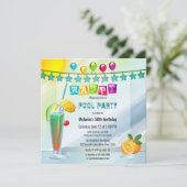 Festliche Wasserfarben Sommerpool Party Einladung (Stehend Vorderseite)
