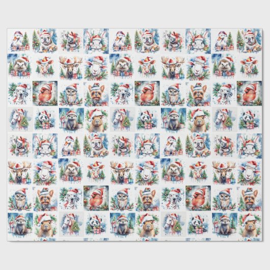 Festliche Wasserfarben Weihnachten Geschenkpapier (Flach)