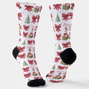 Festliche Watercolor-Weihnachtsmuster-Crew-Socken Socken