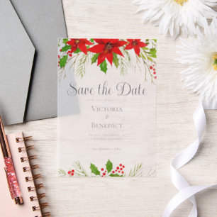 Festliche Weihnachten Botanisch Save the Date Pergament Einladungen