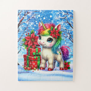 Festliche Weihnachten Einhorn Fantasy Girls Puzzle
