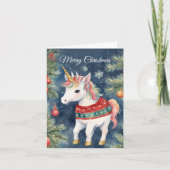 Festliche Weihnachten Einhorn Feiertag Gruß Karte (Vorderseite)