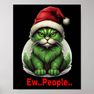 Festliche Weihnachten Grüne Katze Ew Menschen Lust Poster