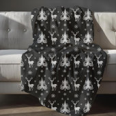 Festliche Weihnachten Hirschpattern Schwarz Fleecedecke