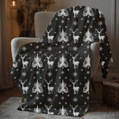 Festliche Weihnachten Hirschpattern Schwarz Fleecedecke