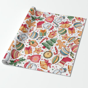 Festliche Weihnachten Mini-Feiertage Ikonen Geschenkpapier