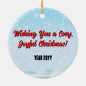 Festliche Weihnachten mit Elf, Pinguin Einladung Keramik Ornament (Hinten)