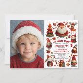 Festliche Weihnachten Niedliche Kinder Geburtstags Einladung (Vorderseite)