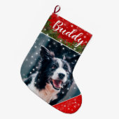Festliche Weihnachten Personalisierte Haustiere Fo Großer Weihnachtsstrumpf (Vorderansicht (hängend))